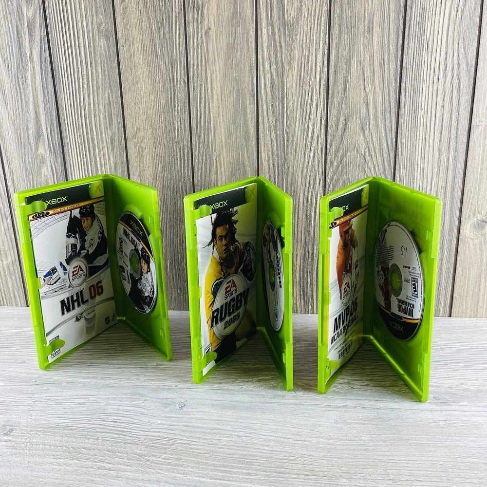 Lot of 3 Original Xbox Games Sports NHL 06, Rugby 2005 & MVP NCAA Baseball 06